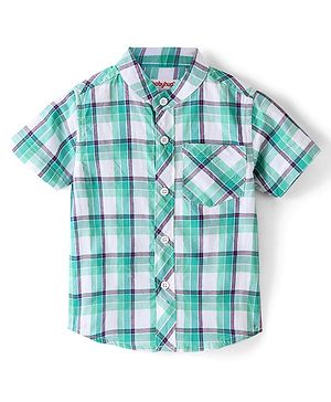Babyhug Cotton Woven Half Sleeves Checked Shirt - Green