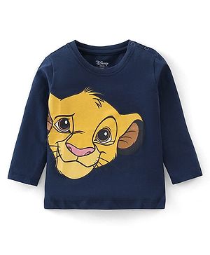 Babyhug Cotton Full Sleeves T-Shirt With Lion King Graphics- Navy Blue