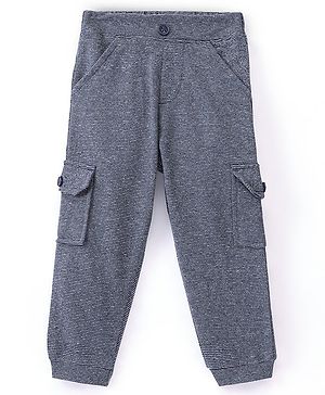 Babyhug Cotton Knit Full Length Lounge Pant with side Pockets - Navy Blue