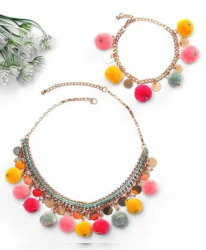 Earthy Touch Premium Metal Necklace & Bracelet Set - Multicolor