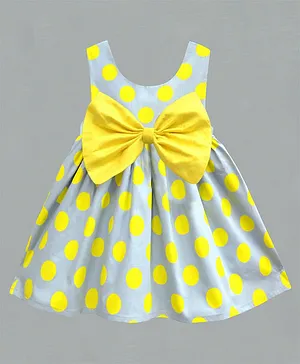 A.T.U.N. Sleeveless  Polka Dot Bow Dress - Yellow