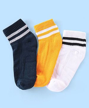 Pine Kids Cotton Blend Ankle Length Socks Striped Pack of 3 (Colour May Vary)