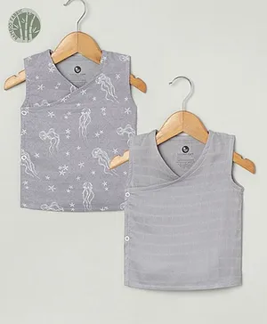 Cocoon Care Sleeveless Super Soft Bamboo Muslin Jhabla Sea Life Printed Pack Of 2 - Lavender