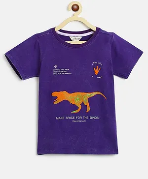 Tales & Stories Half Sleeves Dino Printed T Shirt - Violet