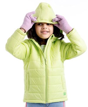 Babyhug Full Sleeves Padded & Hooded Jacket Solid- Neon Green