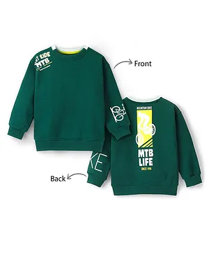 Little Kangaroos Full Sleeves Sweatshirts With Text Print - Hunter Green