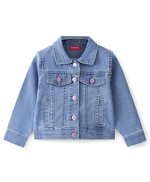Babyhug Cotton Denim Full Sleeves Jacket With Pockets - Light Blue