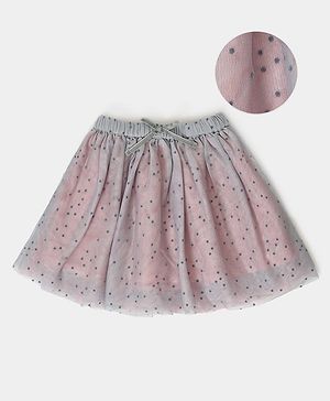 Mi Arcus Baby Girl Cotton Dot Print Tutu Skirt Grey & Peach