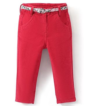 Babyhug Cotton Full Length Corduroy Pant Solid Color - Pink