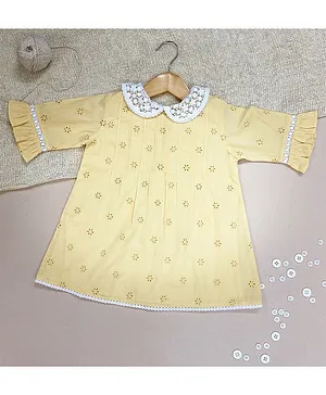 Swoon Baby Swoon Peter Pan Schiffli  Dress For Girls -YELLOW