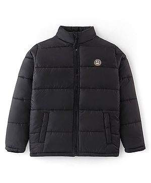 Pine Kids Full Sleeves Solid Color Medium Winter Jacket - Black