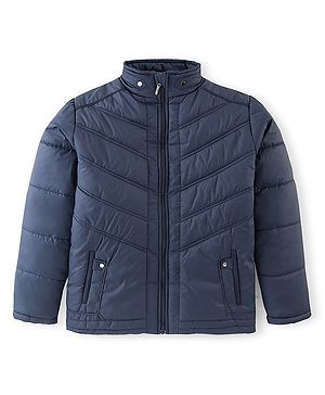 Pine Kids  Full Sleeves Quilted Medium Winter Jacket Solid Colour - Navy Blue