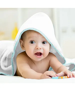The Baby Atelier 100% Organic Blue on Blue Organic Hooded Towel - Blue