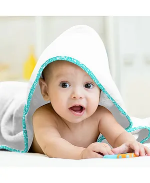 The Baby Atelier 100% Organic Mehendi Print Organic Hooded Towel - Blue