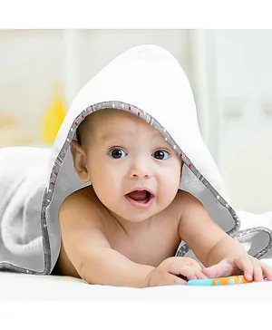 The Baby Atelier 100% Organic Grey Bandhani Print Organic Hooded Towel - Grey