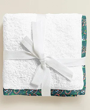 The Baby Atelier 100% Organic  Tropical Print Organic Junior Towel Set - Green