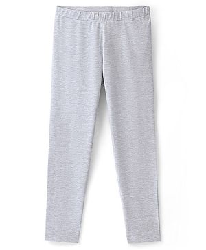 Pine Kids Cotton Stretchable Full Length Solid Leggings- Grey