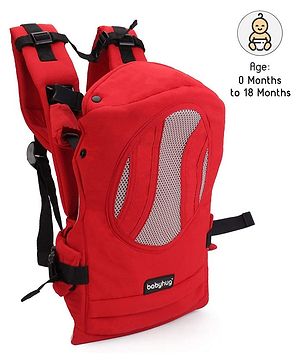 Babyhug Snuggle Me 3 Way Baby Carrier With Adjustable Protective Hood - Red