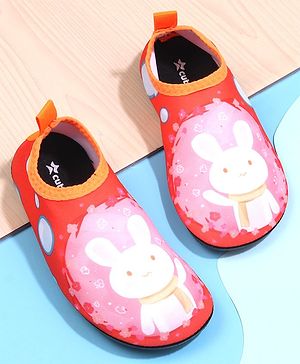 Cute Walk by Babyhug Bunny Printed Slip On Water Shoes - Orange