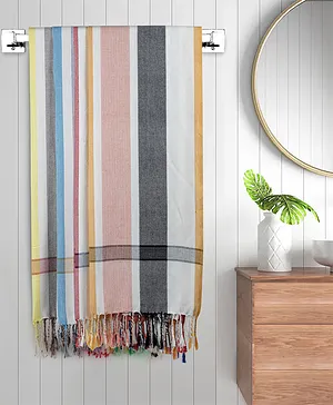 FABINALIV Unisex Set of 4 Striped 225 GSM Cotton Bath Towels - Multicolor