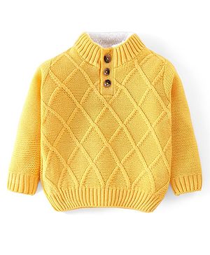 Babyhug Full Sleeves Sweater Cable Knit Design- Yellow