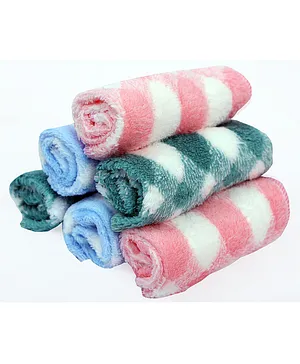 JARS Collections Microfibre Striped Baby Face Towel Pack of 6 - Multicolor