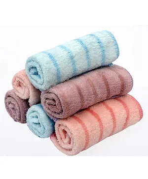JARS Collections Microfibre Striped Face Towel Pack of 6 - Multicolor
