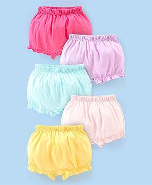 Babyhug 100% Cotton Knit Solid Bloomers Pack of 5 - Multicolour