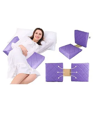 Get It 100% Cotton Double Wedge Pregnancy Pillow With Quilted Cover Removable Cover with Zip - Purple