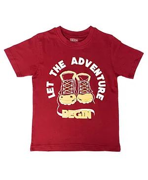 THETA Half Sleeves Cotton  Adventure Graphic T-Shirt - Maroon