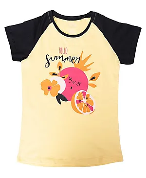 THETA Raglan Sleeves Cotton Fruit Graphic Top - Yellow