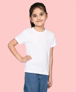 NUSLY Half Sleeves Solid Tee - White