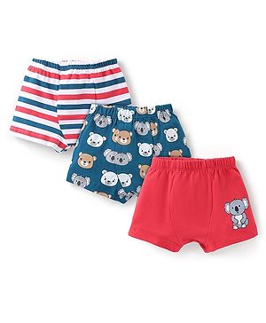Babyhug 100% Cotton Knit Koala Printed Trunk Pack of 3 - Multicolour
