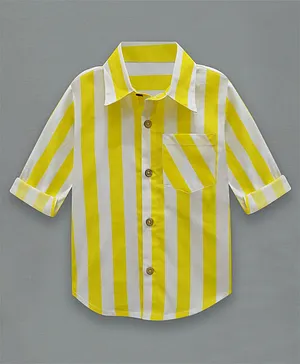 A.T.U.N. Full Sleeves Classic Striped Shirt-Yellow White