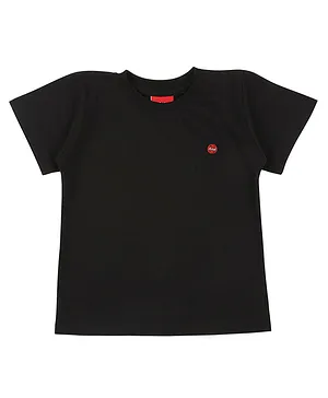 Actuel Half sleeves Cotton Knitted  Tshirt-Black