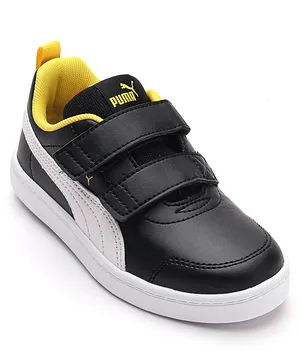Puma Courtflex V2 v Inf Velcro Closure Casual Shoes  - Black & Yellow