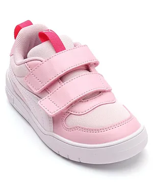 Puma Multiflex Mesh V PS Casual Shoes with Velcro Closure - White & Glowing Pink