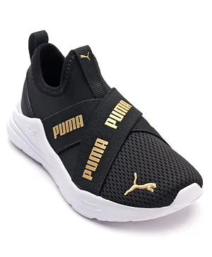 Puma Wired Run Slip On Sm PS Sports Shoes - Black & Gold