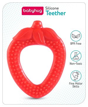 Babyhug  Strawberry Shaped Silicone Teether - Red