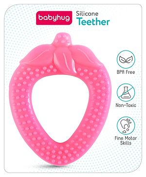 Babyhug Strawberry Shaped Silicone Teether - Pink