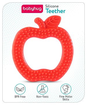 Babyhug Apple Shaped Silicone Teether - Red