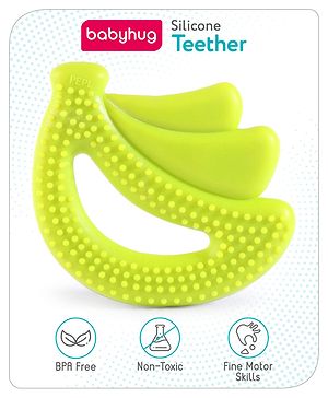 Babyhug  Banana Shaped Silicone Teether - Green