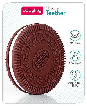 Babyhug Cookie Shaped Silicone Teether - Brown
