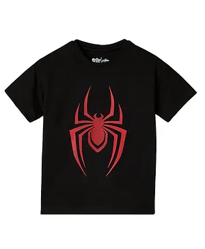 The Souled Store Marvel Avengers Superheroes Featuring Half Sleeves Spider Man Printed Oversized Tee - Black