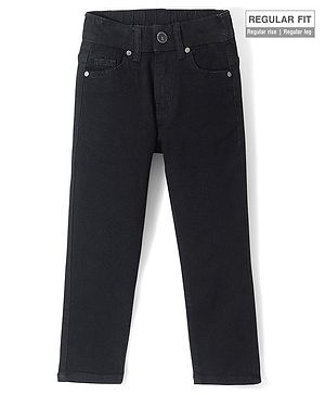 Pine Kids Cotton Rich Full Length Stretchable Denim with Adjustable waist band - Black