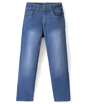 Pine Kids Cotton Elastane Full Length Adjustable Elastic Waist Denim Jeans - Blue