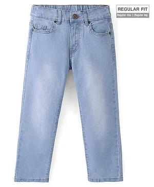 Pine Kids Cotton Elastane Full Length Adjustable Elastic Waist Denim Jeans - Ice Blue