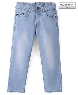 Pine Kids Cotton Rich Full Length Stretchable Denim with Adjustable waist band - Ice Blue