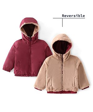 Babyhug Full Sleeves Solid Colored Reversible Jacket with Pockets - Wine