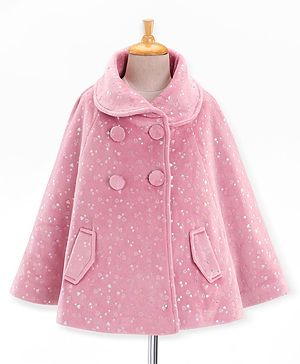 Babyhug Full Sleeves Trench Coat Heart Print - Pink